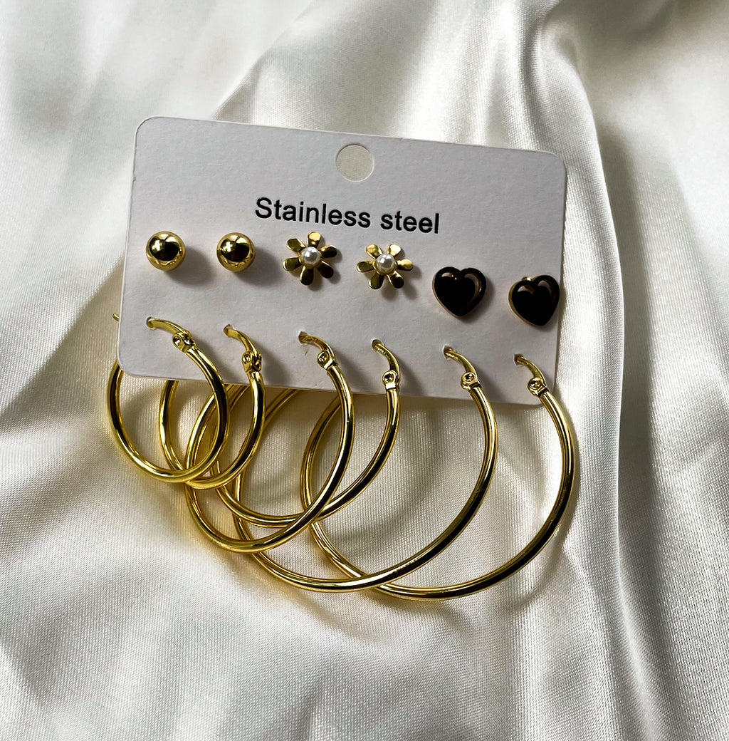 Boucles d'oreilles créoles ensemble de motifs mixtes