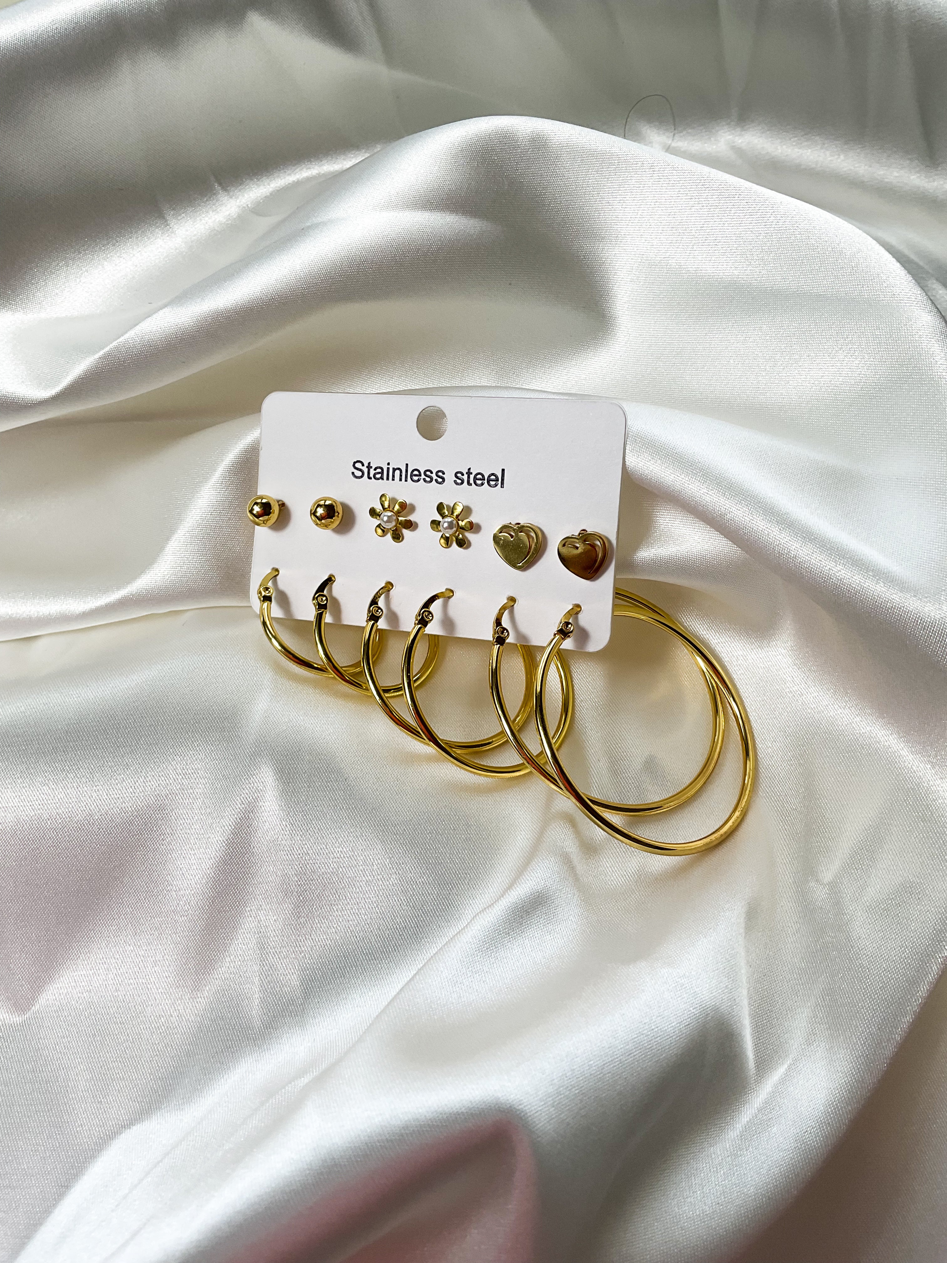 Boucles d'oreilles créoles ensemble de motifs mixtes