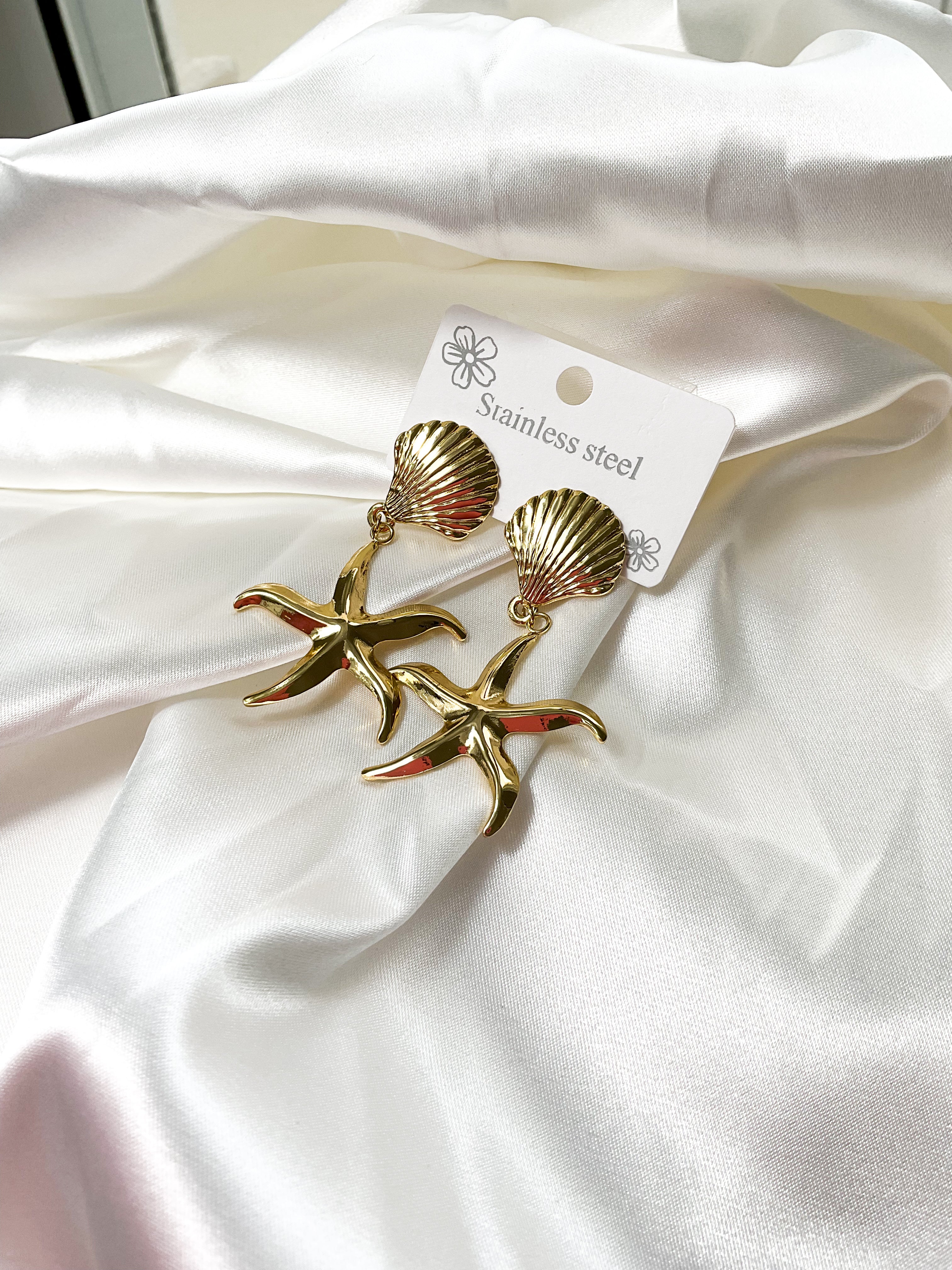 Boucles d'oreilles de plage marine plaquée or